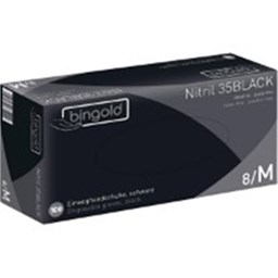 Zeige Details für Einweghandschuhe Bingold Nitril 35 BLACK, Nitril puderfrei, Gr. L, swz, 100St Bild von Einweghandschuhe Bingold Nitril 35 BLACK, Nitril puderfrei, Gr. L, swz, 100St