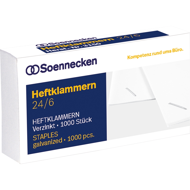 Bild von Soennecken Heftklammern 3151 24/6 verzinkt 1.000 St./Pack.