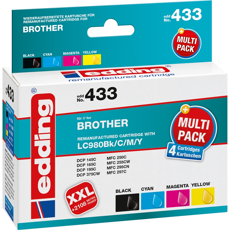 Bild von edding Tintenpatrone 18-433 Brother LC980 Multipack 4St./Pack